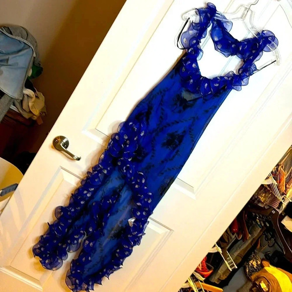 NWOT ULYANO SERGEENKO summer 2023 printed sink dress in blue with print sz fr36 - Picture 1 of 10